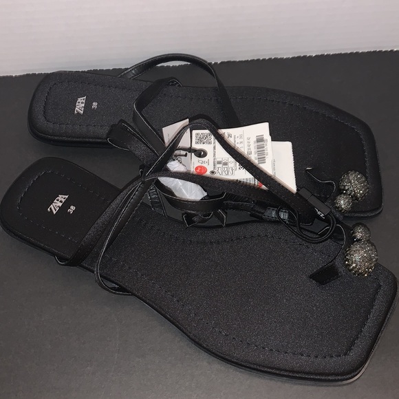 NWT Zara Sparkly low heeled toe sandal - Picture 11 of 13
